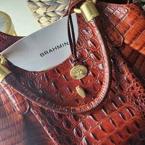 Brahmin Croc Embossed Leather Handbag